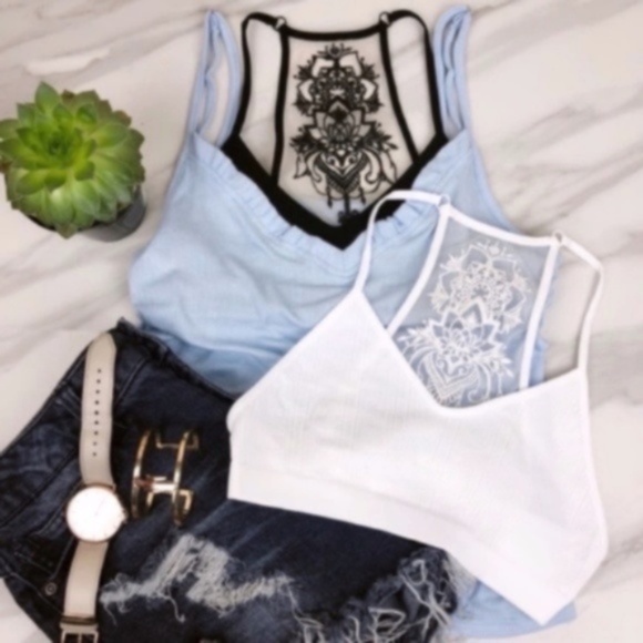 boho minimalist racerback bralette floral Seamless - Picture 10 of 10